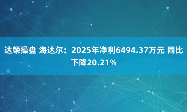 达麟操盘 海达尔：2025年净利6494.37万元 同比下降20.21%